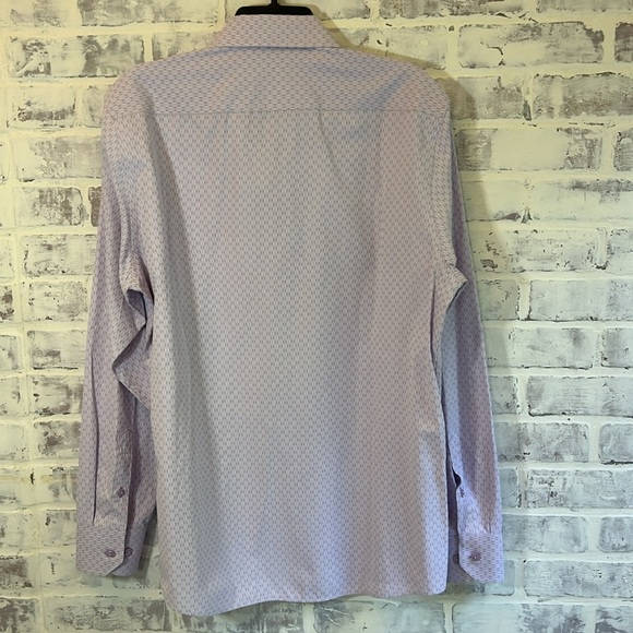 Rosso Milano Italy Men’s Dress Shirt Purple L 16.5 L/S Reversible Cuff Button Up - Picture 6 of 9